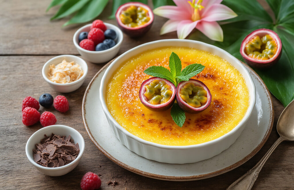 Passion Fruit Crème Brûlée: A Tropical Twist on a Classic Dessert..